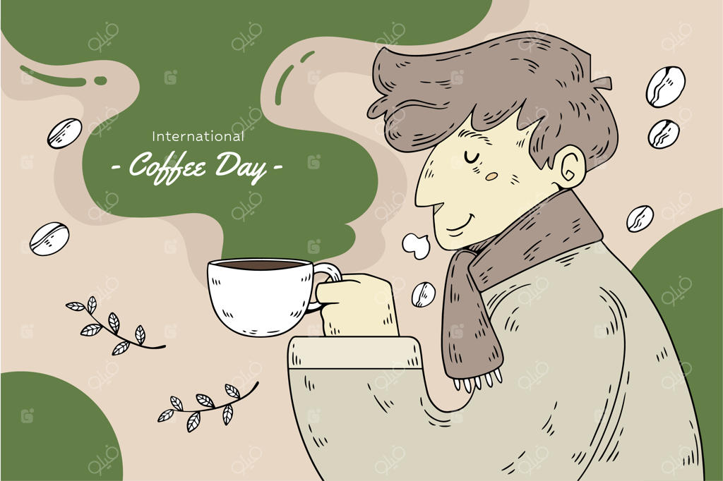 پس‌زمینه روز قهوه به صورت دستی طراحی شده