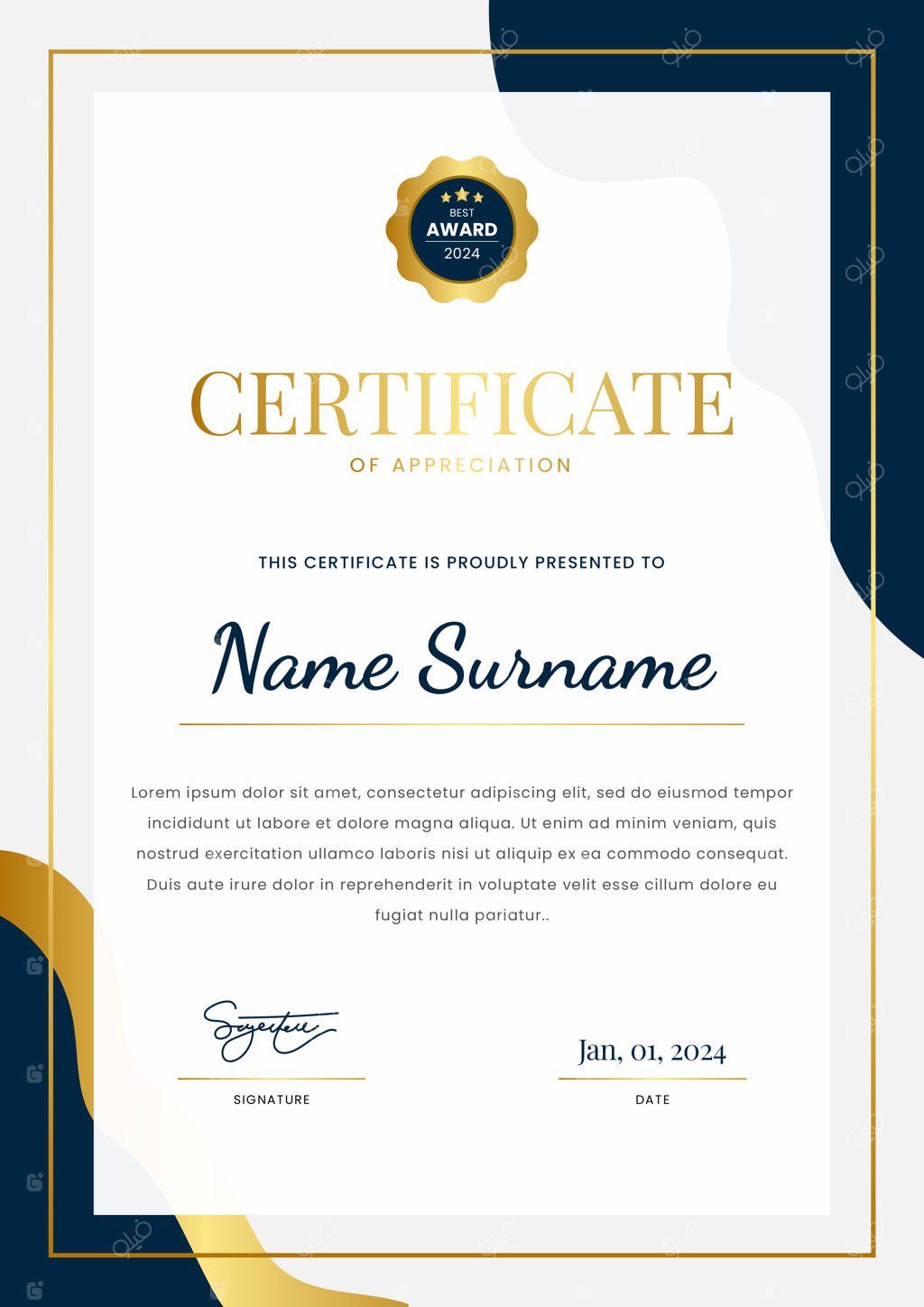 طراحی قالب گواهینامه شیک