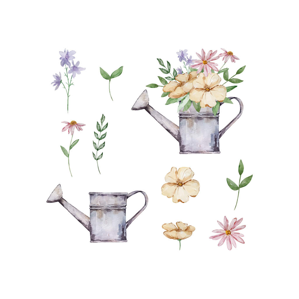 آب پاش اکریلی با گل‌های باغچه