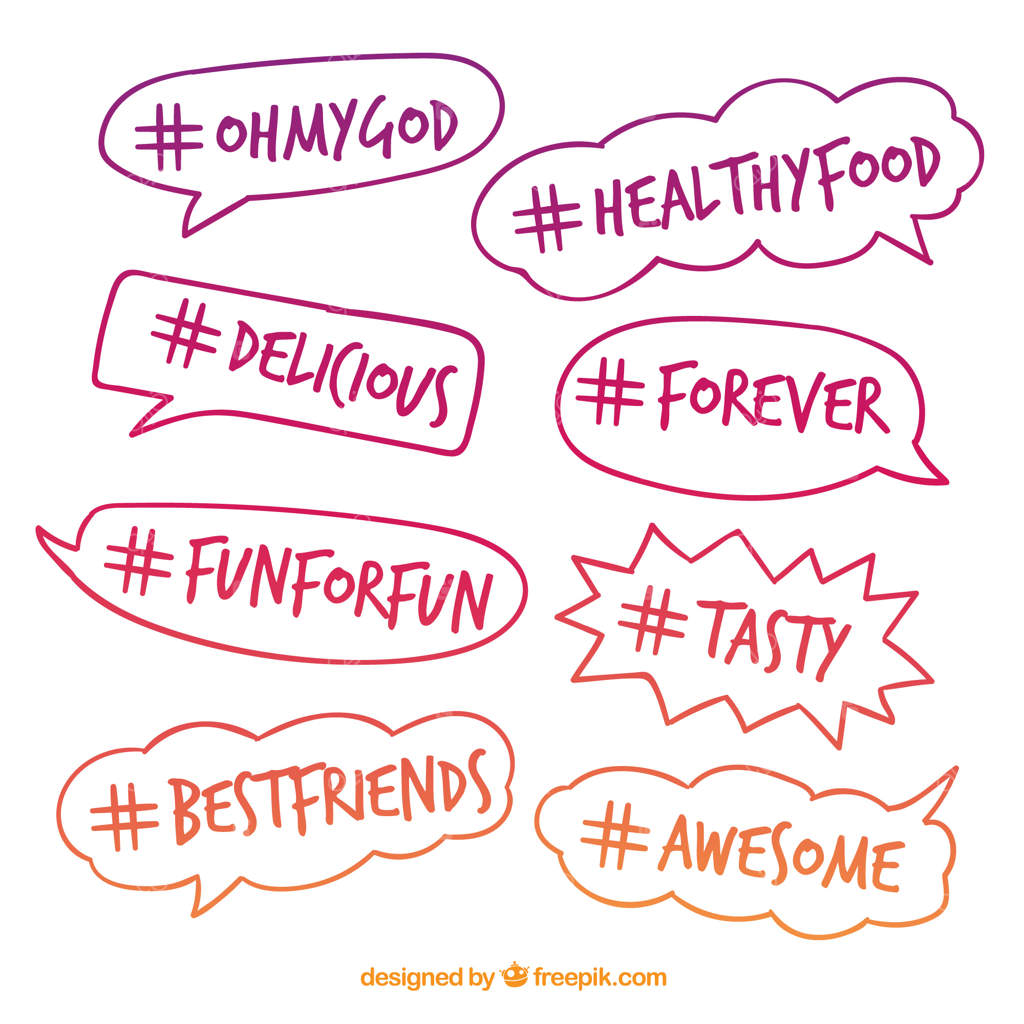 طراحی هشتگ با حباب‌های براق گفتگو