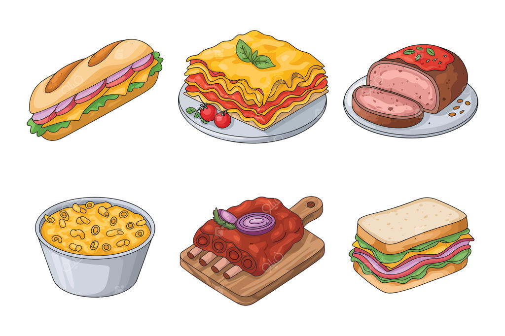 ایده‌های غذای راحت خوشمزه برای هر مناسبت Pro Vector