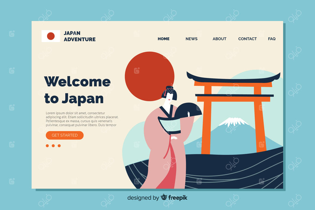 قالب صفحه فرود "به ژاپن خوش آمدید"