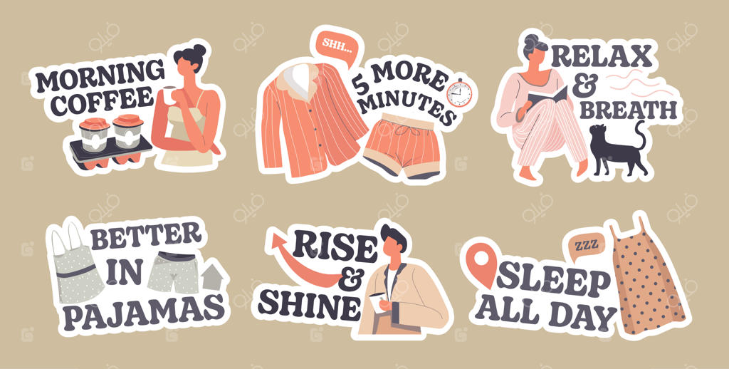 طراحی مجموعه استیکر با مفهوم صبح دلنشین