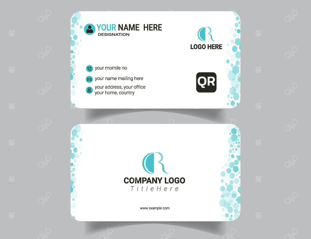 کارت ویزیت افقی مدرن با طراحی سبز آبی