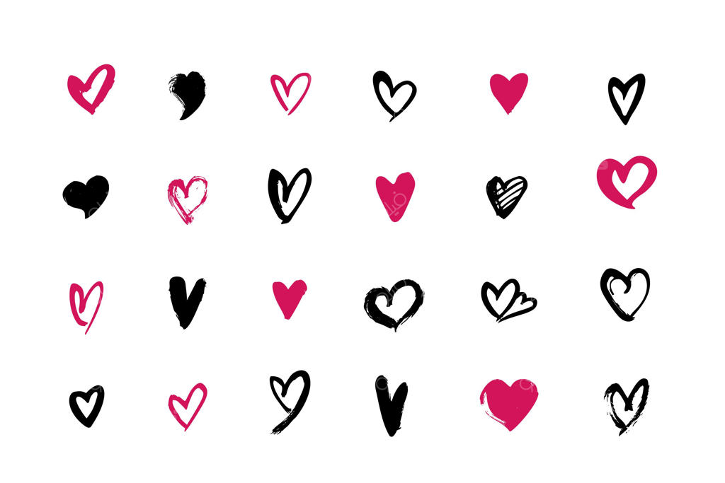 مجموعه قلب‌های طراحی شده با دست
