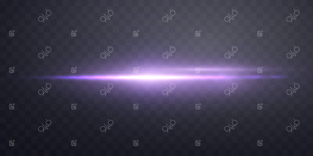 افکت نور لنز افقی بنفش با درخشش خورشید و پرتوهای طلایی، همراه با بوکه و درخشش بنفش - تصویر وکتور