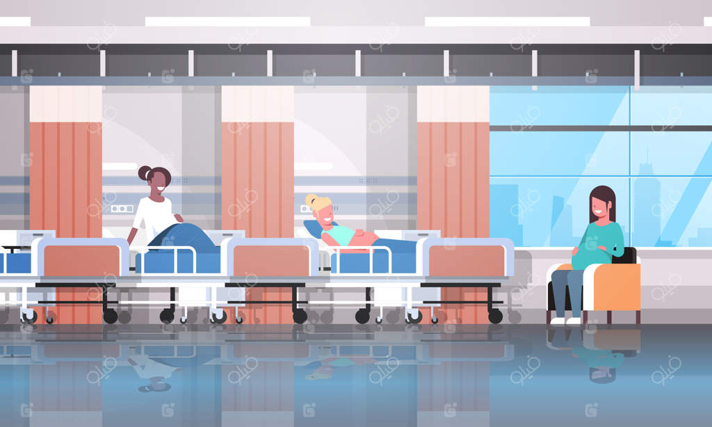 زنان باردار روی تخت و صندلی راحتی نشسته‌اند