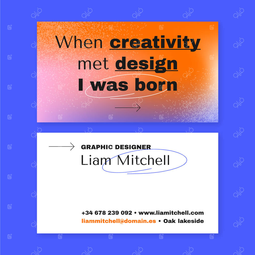 قالب کارت ویزیت با گرادیان رنگارنگ