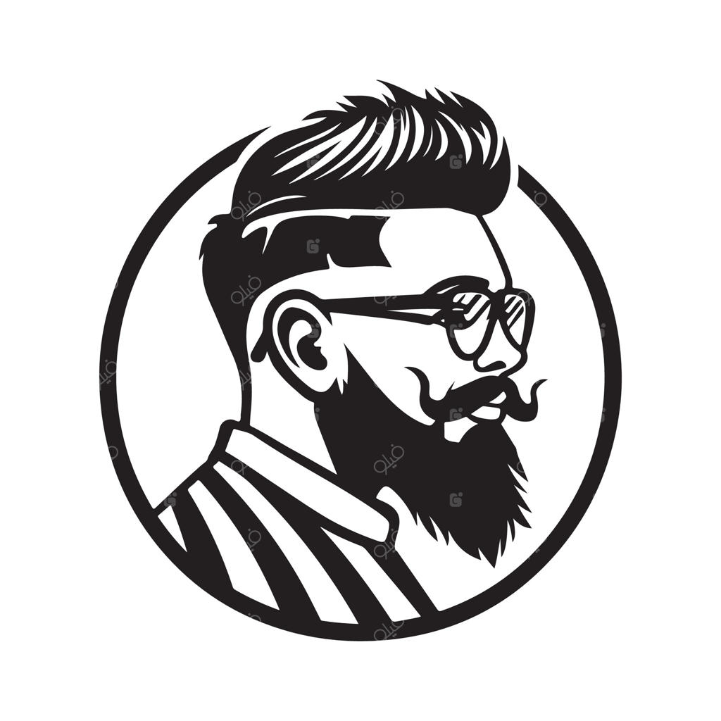 سلمانی، طراحی لوگو برای آرایشگاه مردانه. مردی با ریش.
