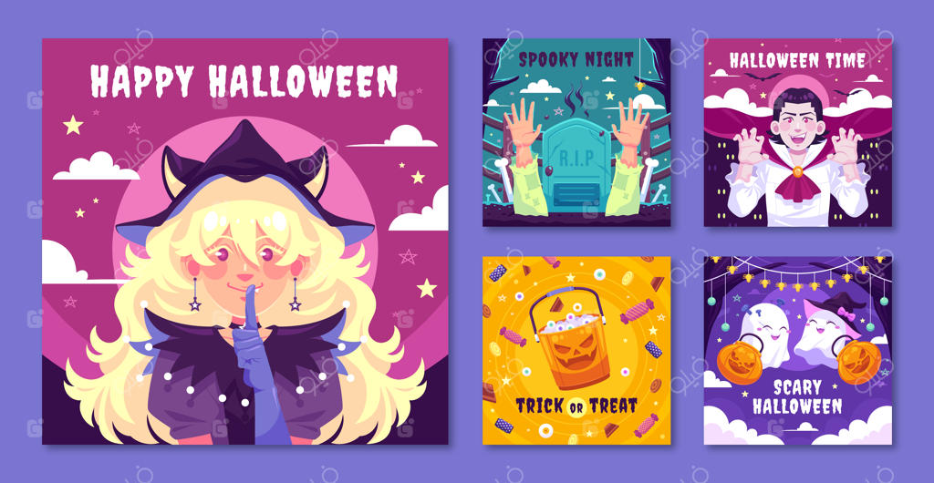 مجموعه پست‌های مسطح اینستاگرام برای فصل هالووین