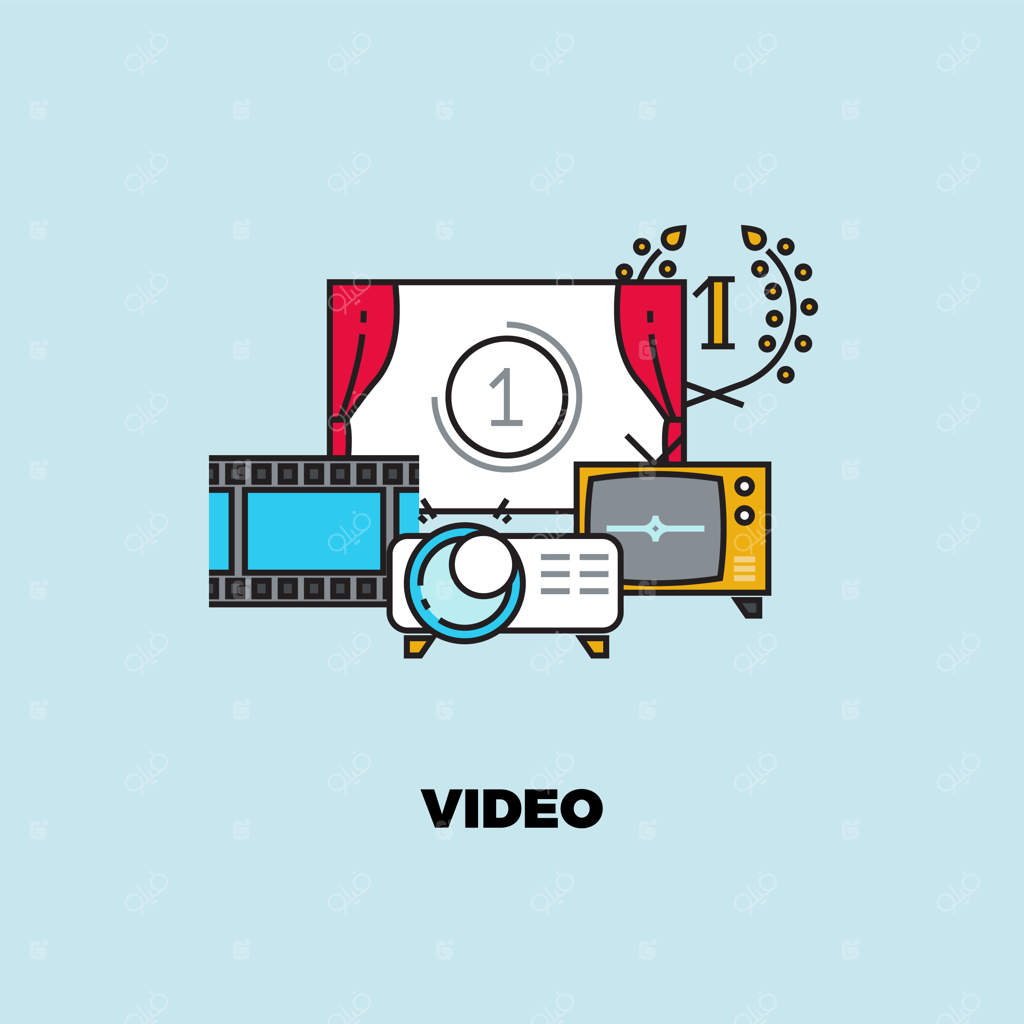 ایده ولاگ: ساخت ویدئو آنلاین، کانال شخصی، بلاگ، نمادهای خطی، رهبری بازدیدها و مشترکان، تصویرسازی وکتوری