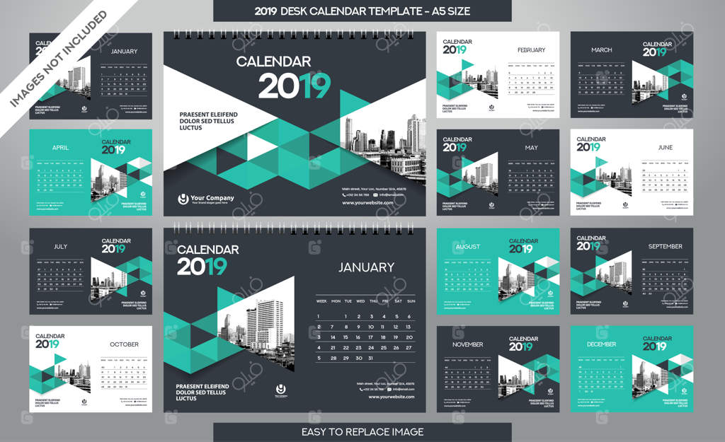 قالب تقویم رومیزی ۲۰۱۹