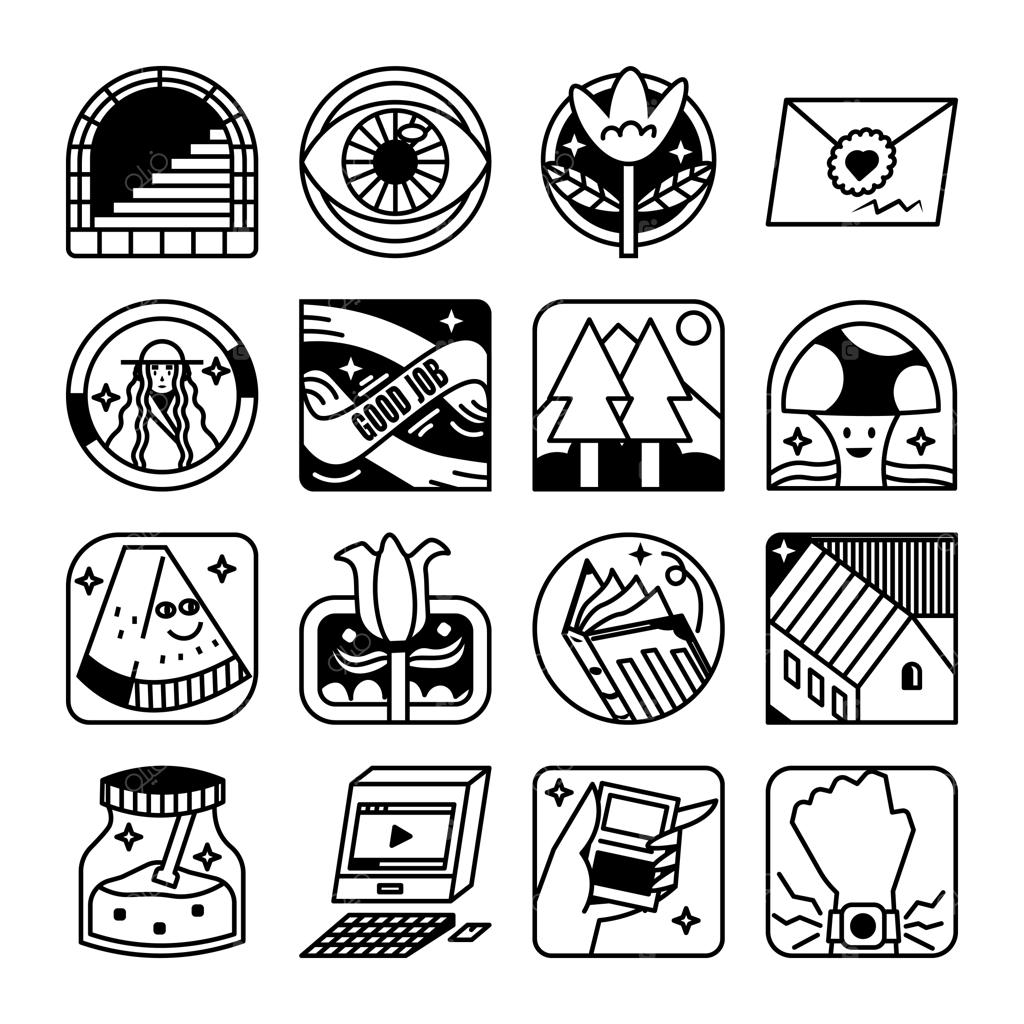 آیکون چیزهای خوب سیاه و سفید