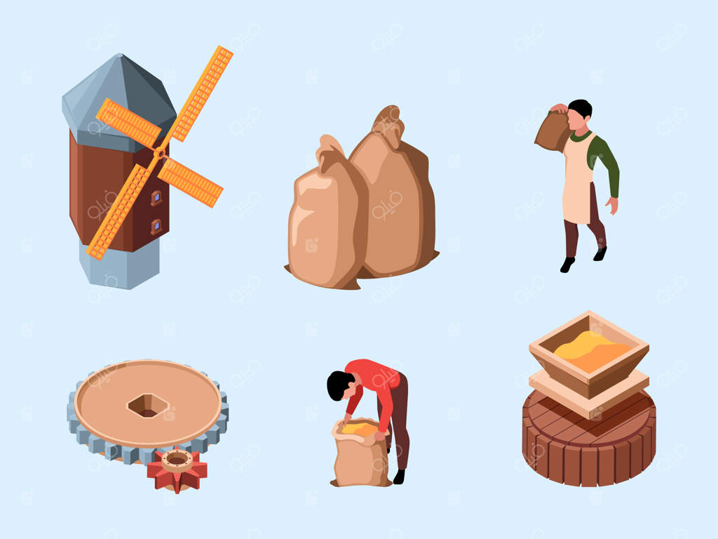 فرآیندهای کشاورزی روستایی آسیاب بادی: تولید آرد، ساخت آسیاب‌ها و تاریخچه آنها در مزارع کنار رودخانه - تبدیل انرژی و افزایش مقیاس تولیدات غلات