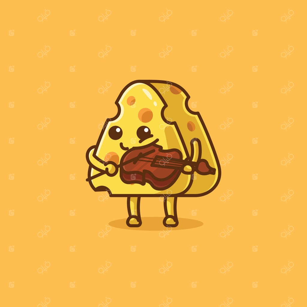 مجموعه‌ای از تصاویر کارتونی بامزه پنیر در حال نواختن ویولن - آیکن مفهومی فعالیت‌های پنیر