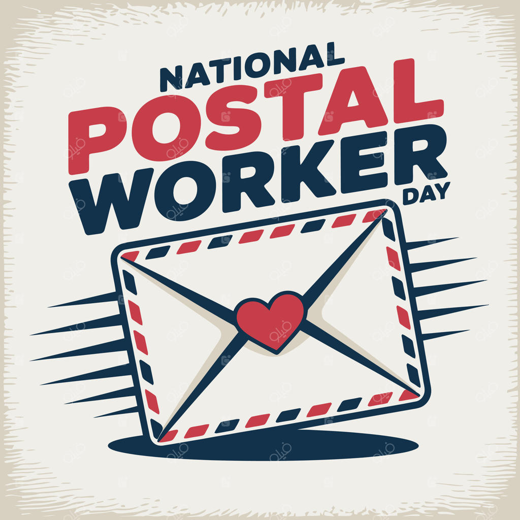 گرافیک ادای احترام به کارکنان پست ملی با پاکت و قلب