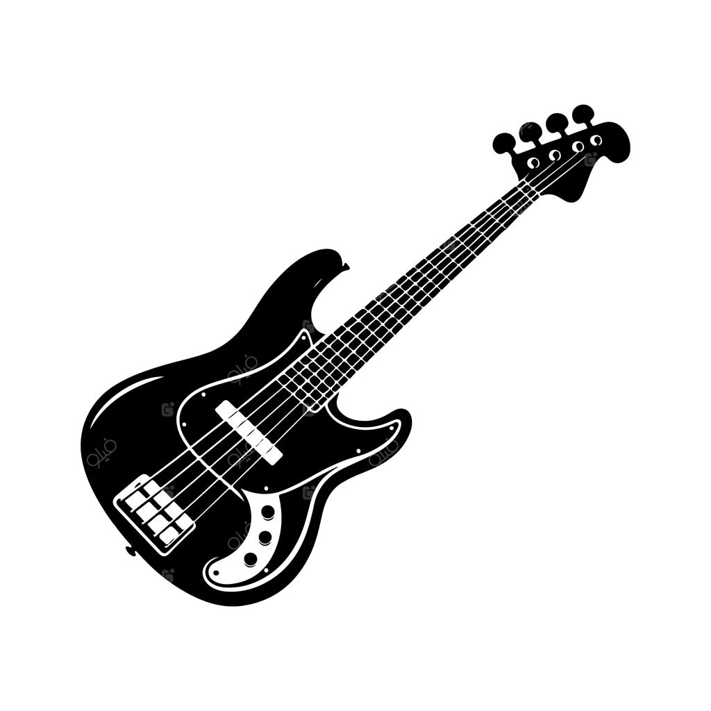 تصویرسازی وکتور سیلوئت گیتار بیس