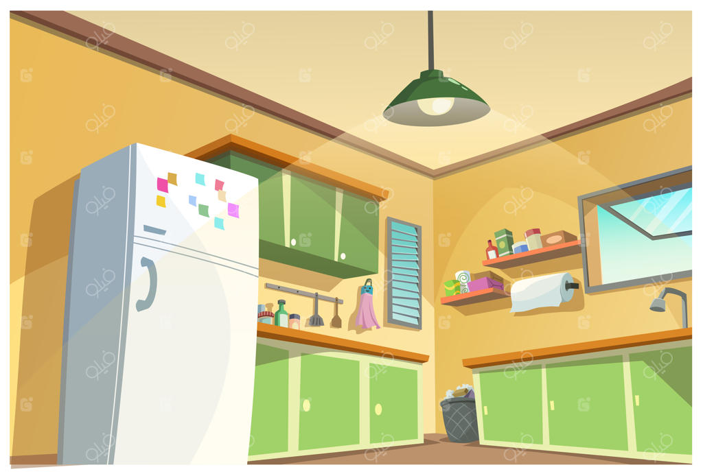 تصویر کارتون آشپزخانه.