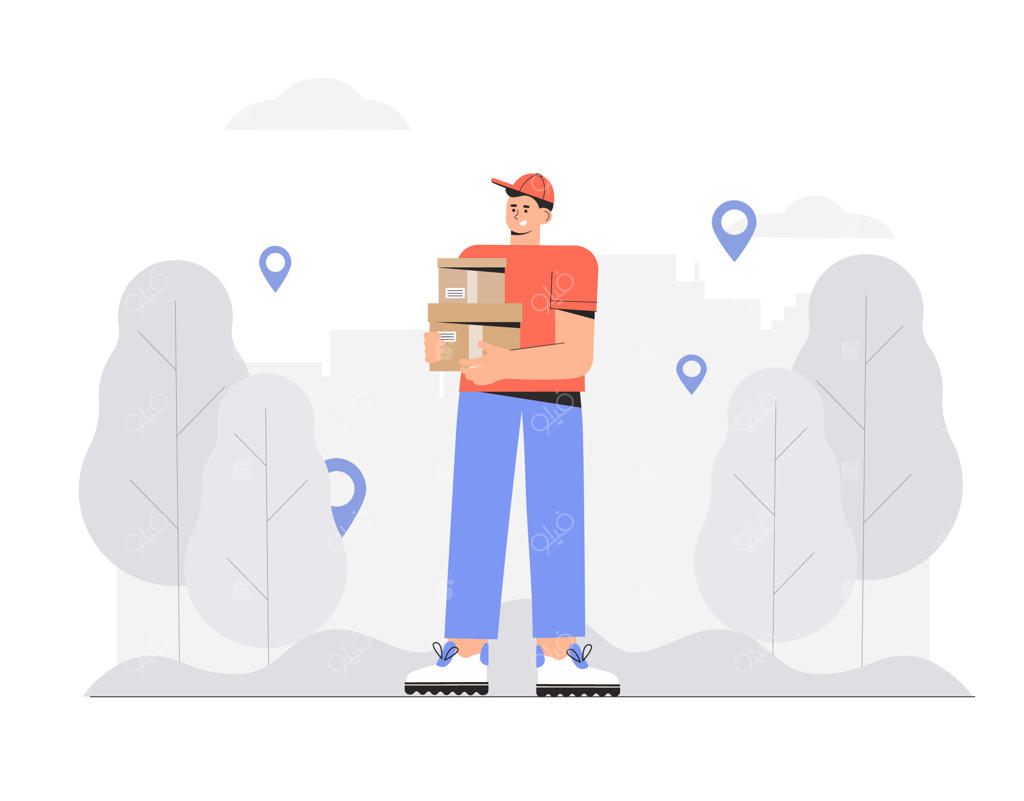 پیک موتوری در حال حمل جعبه سفارش.