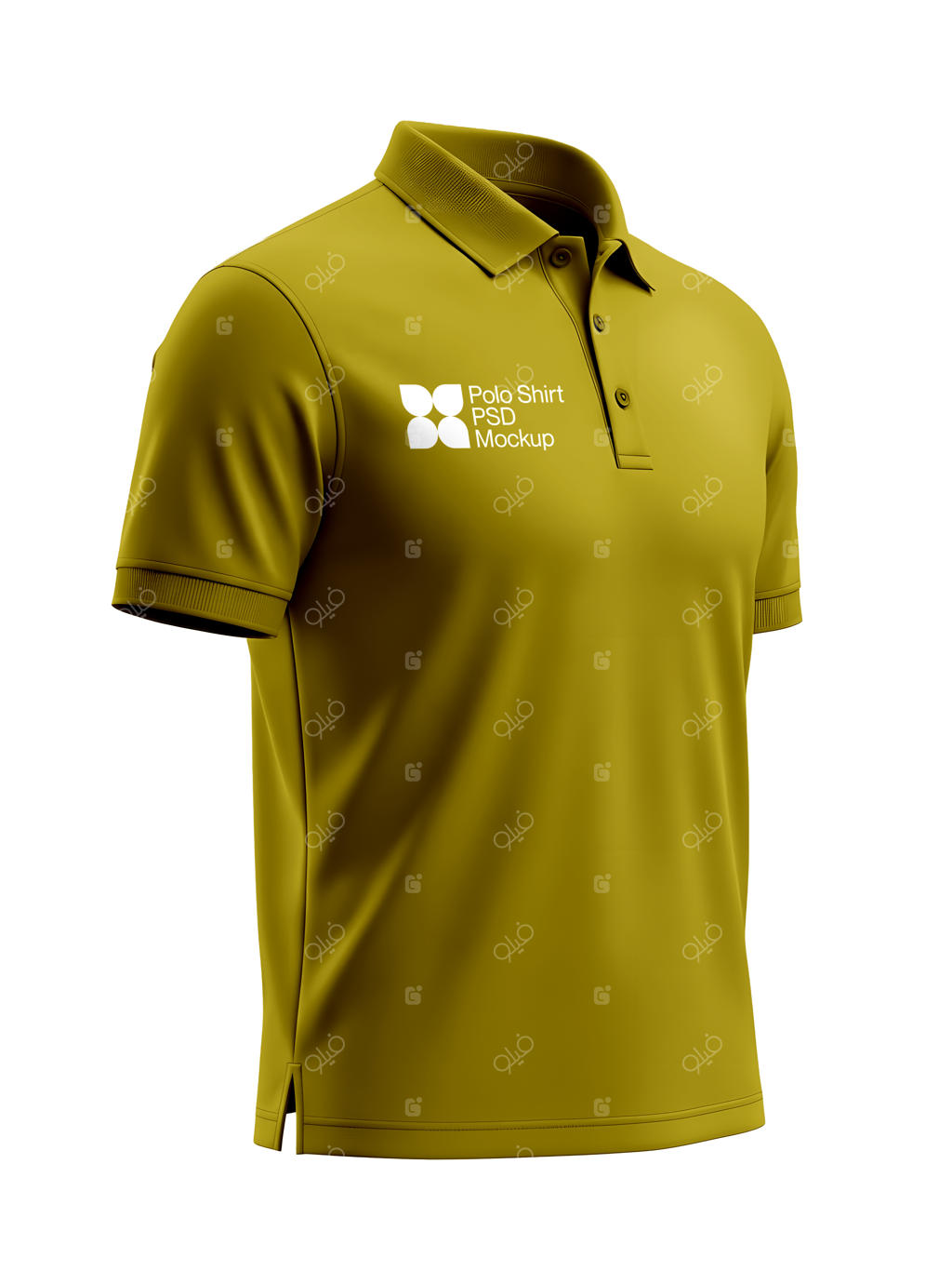 موکاپ پولوشرت طلایی با پس‌زمینه سفید