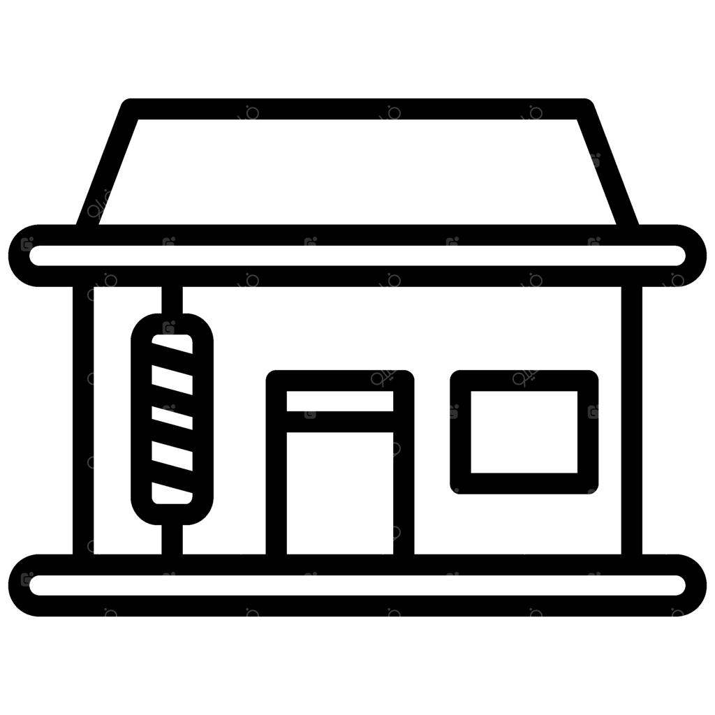 نماد آرایشگاه، آیکون خطی سیاه و سفید