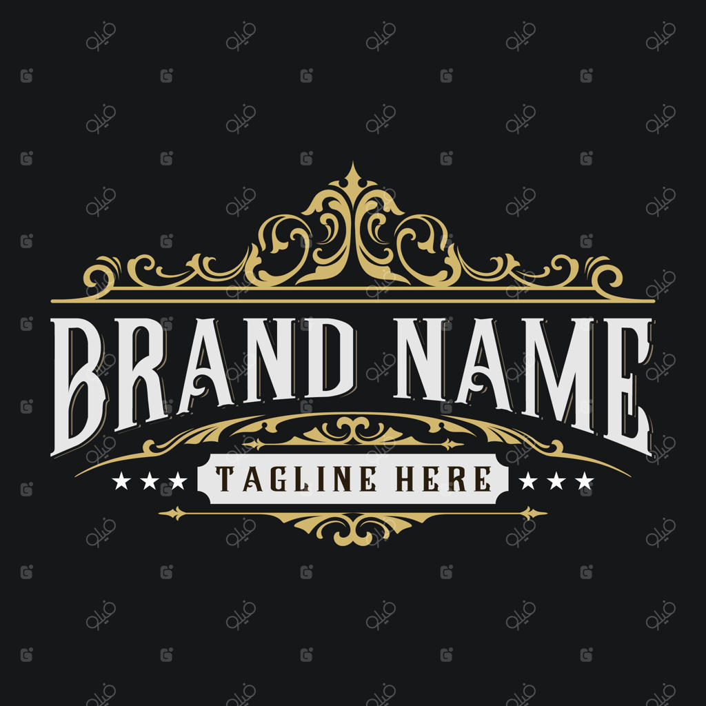 لوگوی زینتی لوکس: طراحی در قاب تزئینی برای جواهرات، بوتیک‌ها، هتل‌ها، لیبل‌ها و محصولات با ظاهری شیک و برازنده