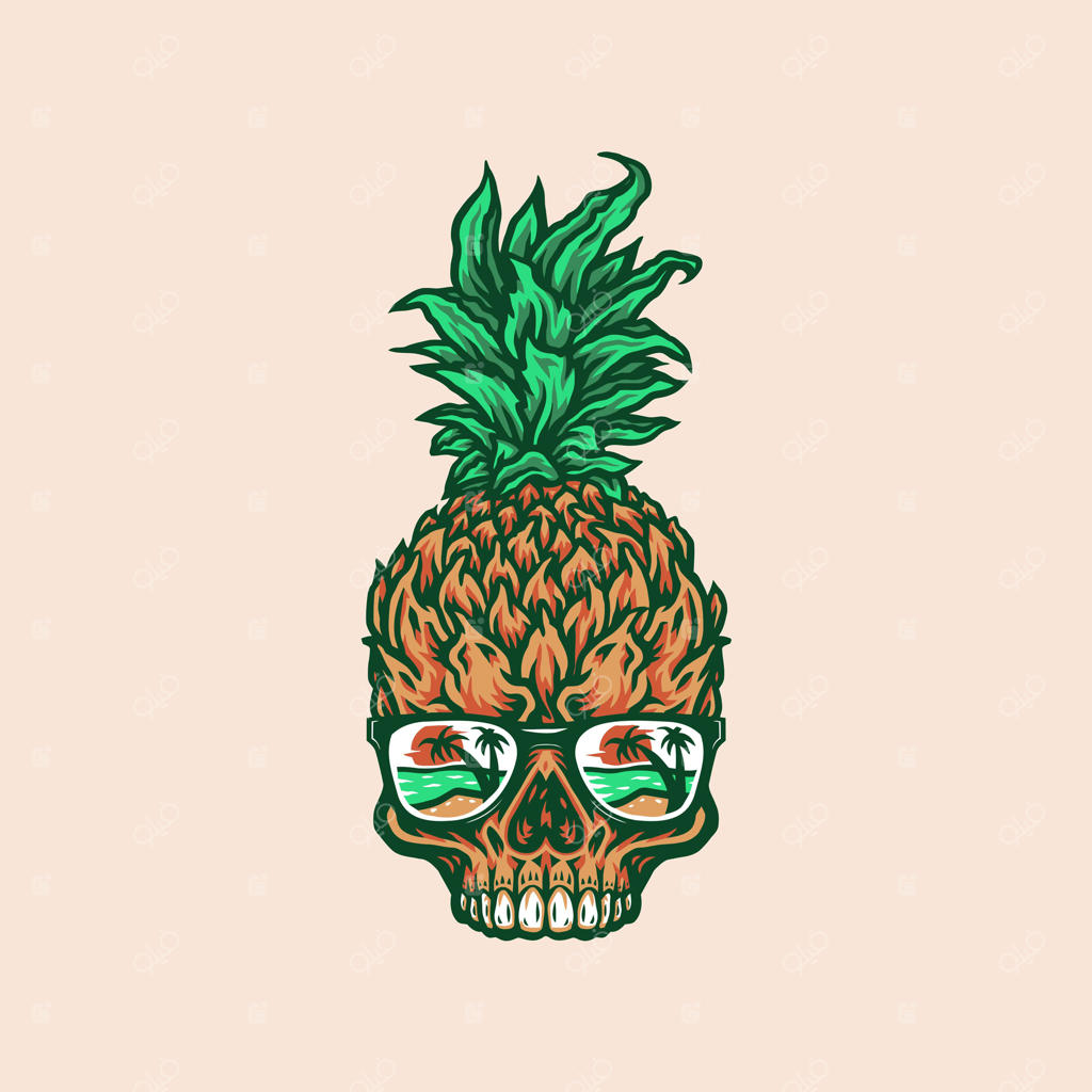 جمجمه آناناس طراحی دستي