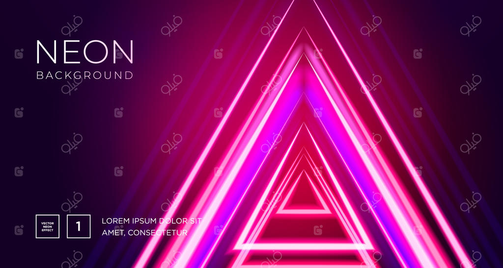 پس‌زمینه انتزاعی و آینده‌گرا با خطوط نئونی درخشان و رنگ‌های الکتریکی
