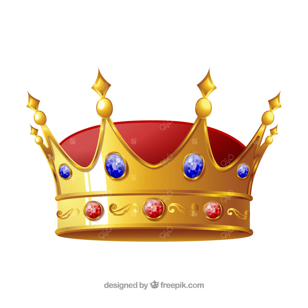 تاج جدا شده با جواهرات آبی و قرمز