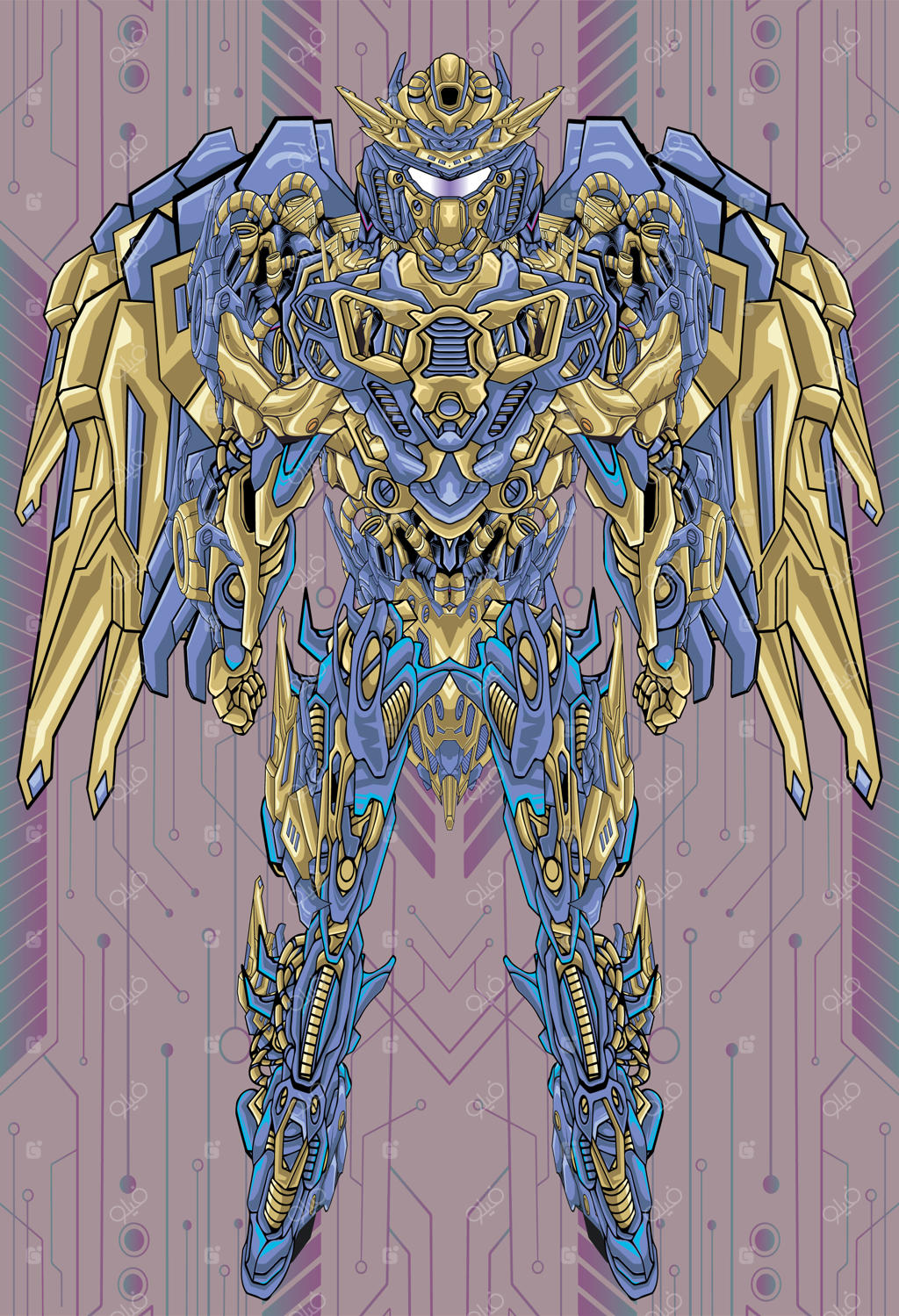 تصویرسازی مکای سایبرپانک رباتیک