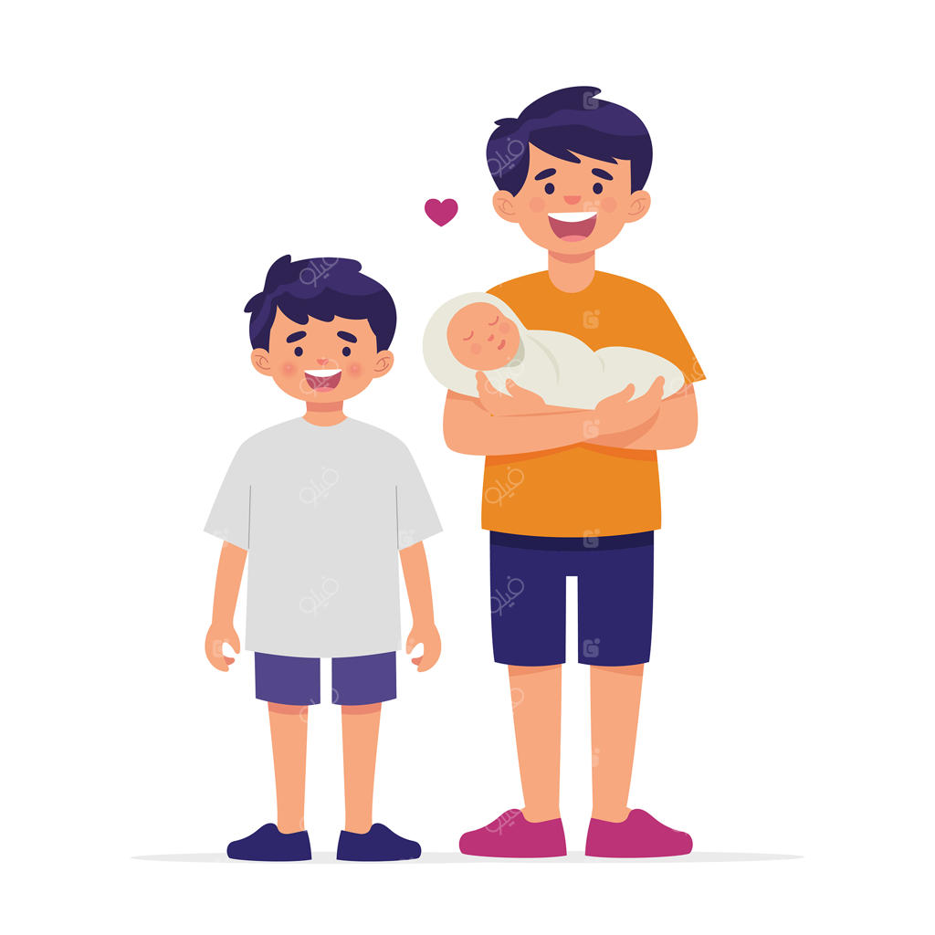 دو برادر با شادی از تولد خواهر کوچکترشان استقبال می‌کنند.