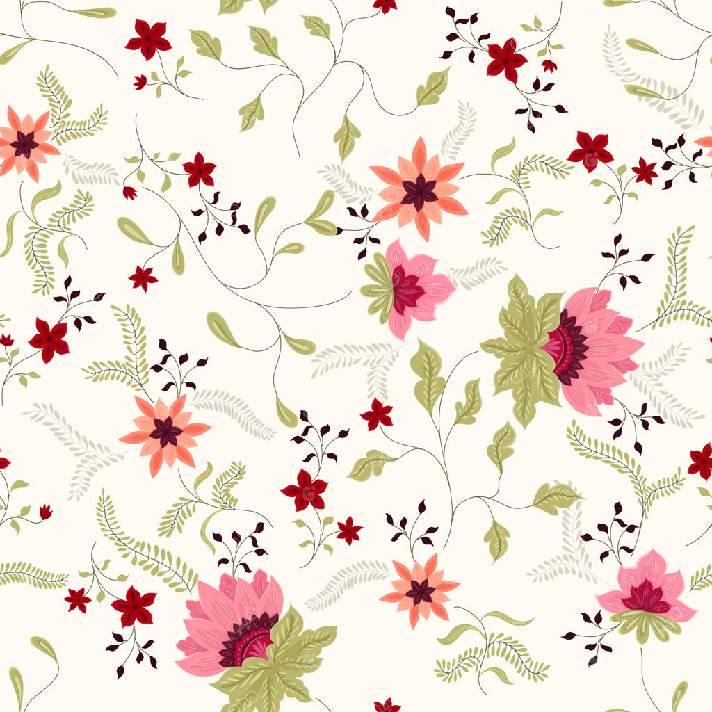 طرح گلدار چیت با رنگ‌های صورتی و سبز