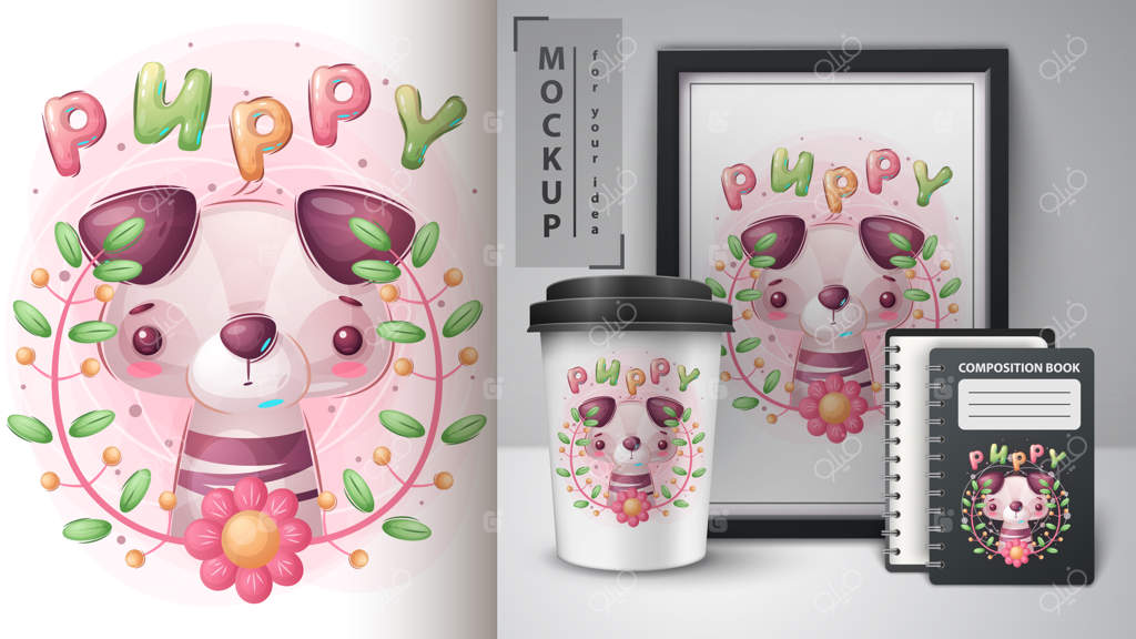 پوستر و محصولات سگ بامزه - وکتور EPS 10