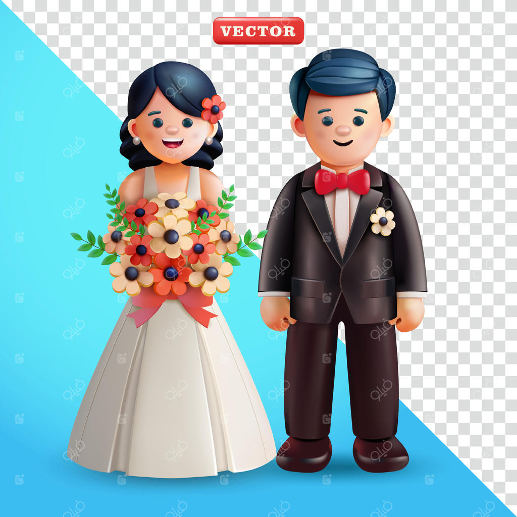 زوج عروس و داماد سه‌بعدی، مناسب برای رویدادها و عناصر طراحی