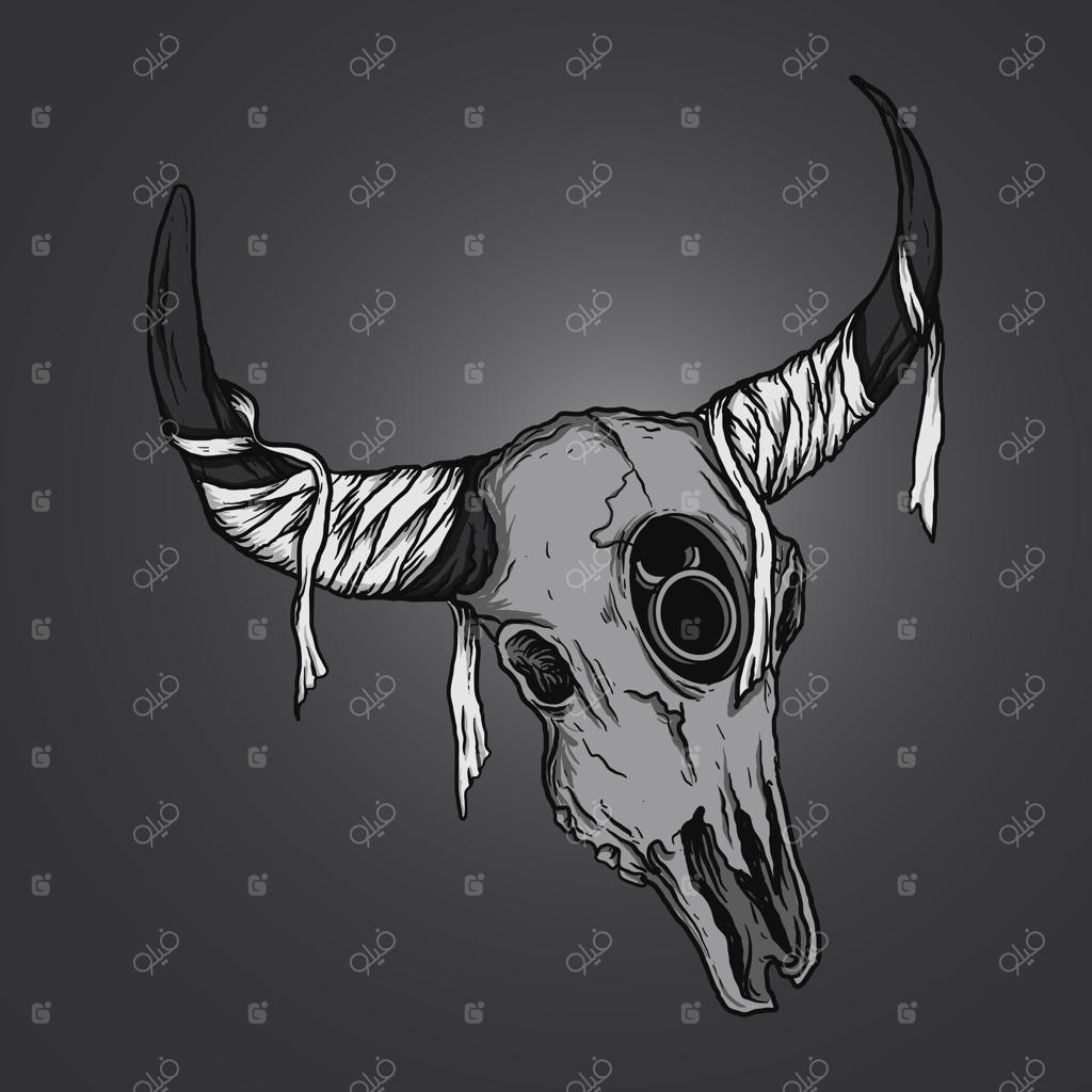 طراحی هنری و تصویرسازی تی‌شرت با جمجمه گاو: نماد برج ثور