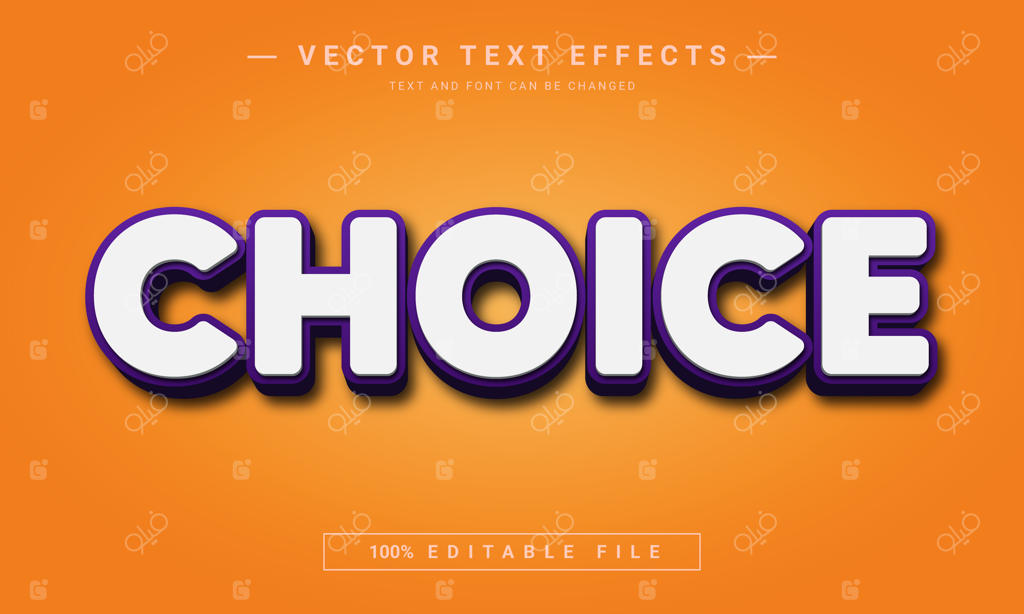 افکت متن سه بعدی قابل ویرایش طرح Choice