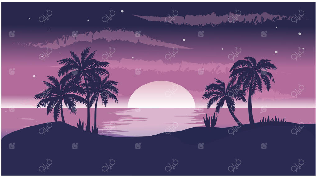 غروب بنفش بر فراز دریا