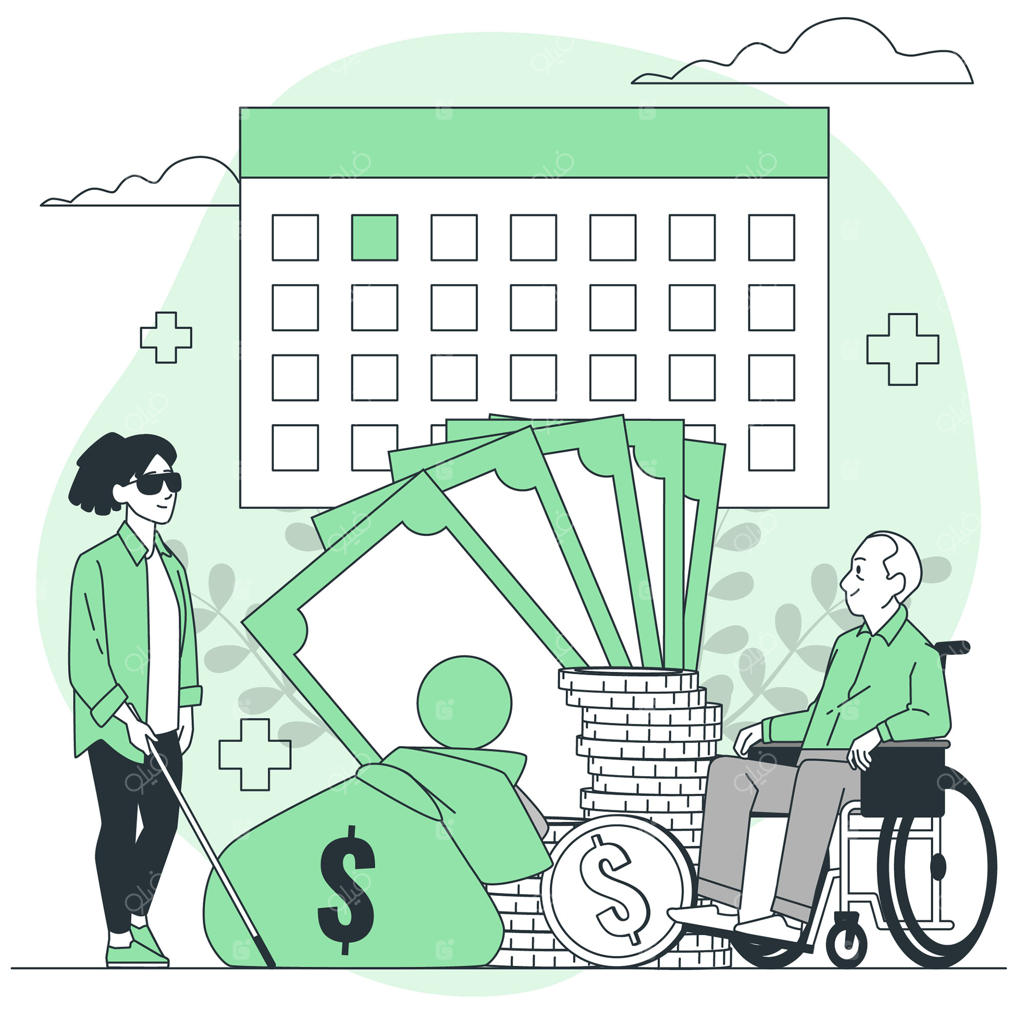 تصویرسازی مفهوم حقوق بازنشستگی ناتوانی