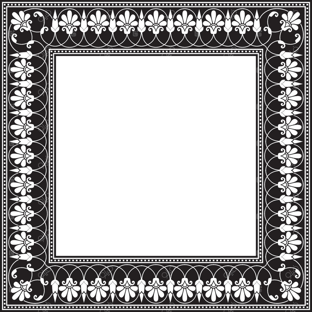 طرح کلاسیک یونانی موزاییک مربع سیاه و سفید. الگوی یونان باستان. حاشیه یا قاب امپراتوری روم