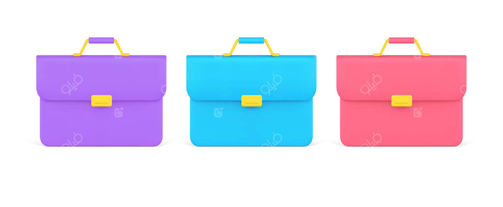 مجموعه کیف‌های زیبا و مدرن مدرسه کسب‌وکار برای نگهداری و حمل اسناد همراه با طراحی خاص آیکون D