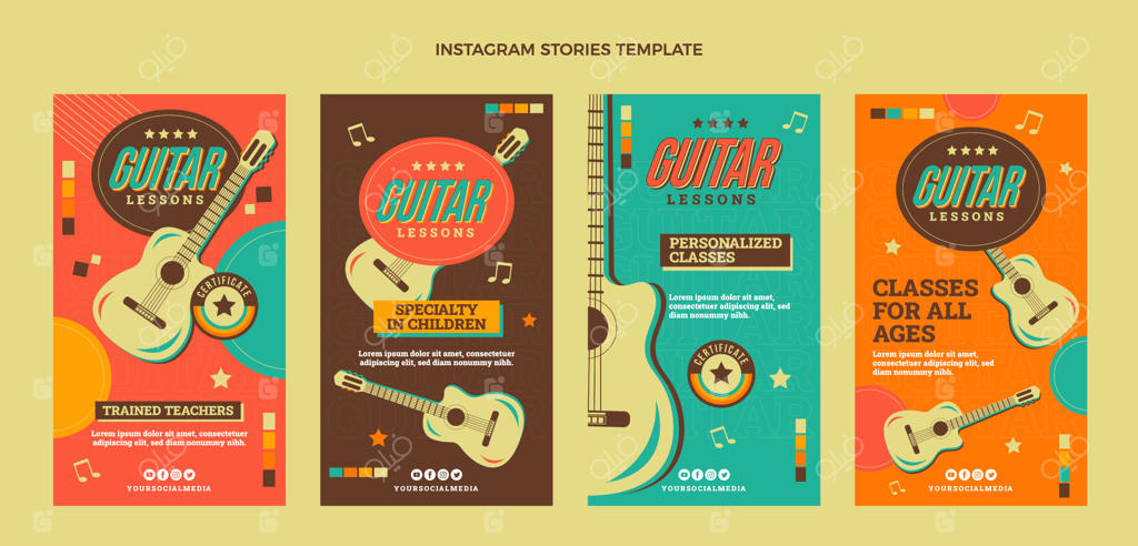 مجموعه داستان‌های اینستاگرام آموزش گیتار وینتیج و تخت