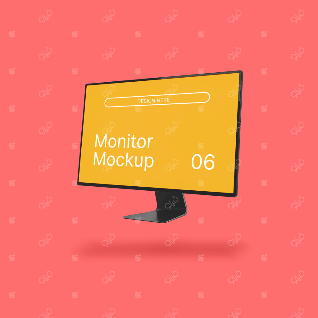 موکاپ مانیتور شیک با پس‌زمینه مرجانی