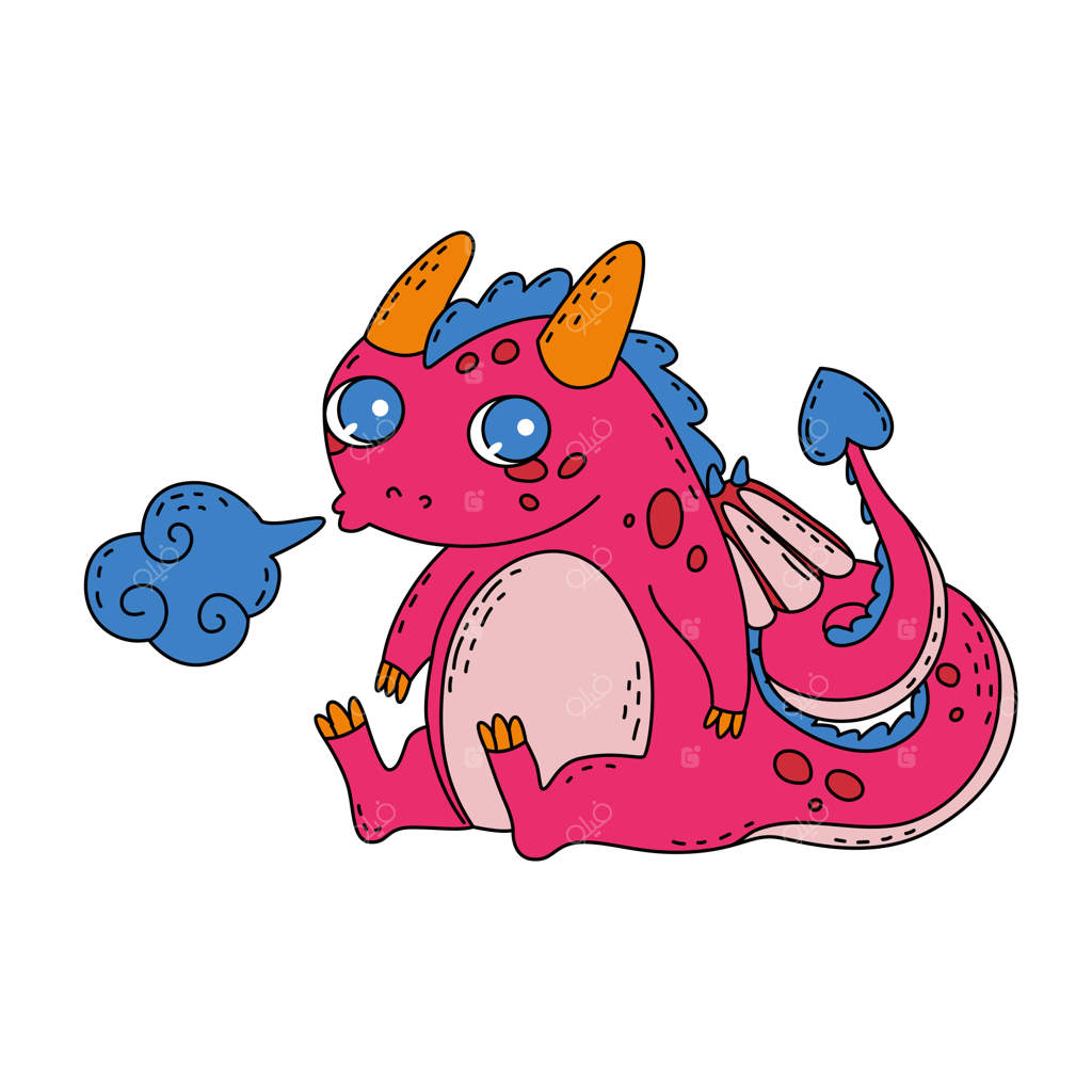 اژدها نماد جشن سال نوی چینی ۲۰۲۴ - یک تصویر بامزه برای تزیین لباس کودکان، ساخت استیکر و چاپ برای وسایل دکوری - سبک کارتونی - تصویرسازی وکتور