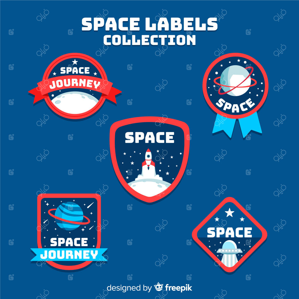 مجموعه زیبا از نشان‌های فضایی با طراحی تخت