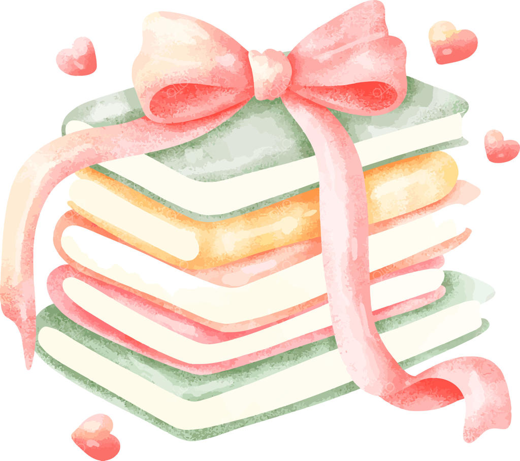 کتاب‌های روی‌هم با روبان آبرنگی