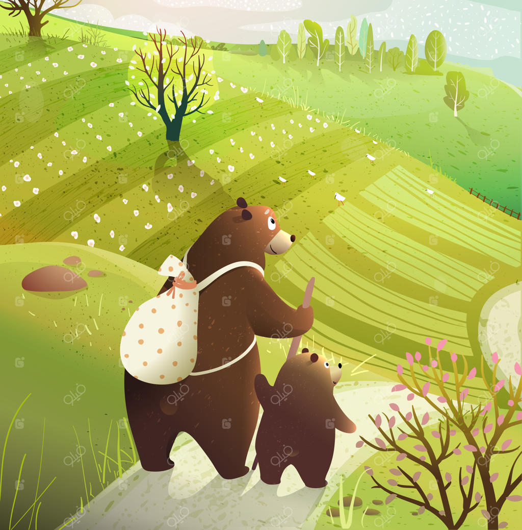 خرس‌ها در حال عبور از منظره‌ای بکر و وحشی