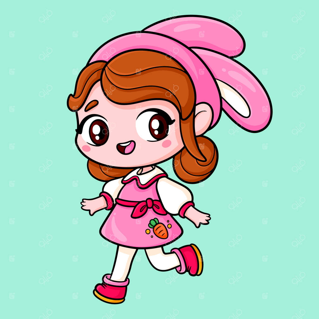 تصویرسازی شخصیت کارتونی آسیایی دست‌کشیده