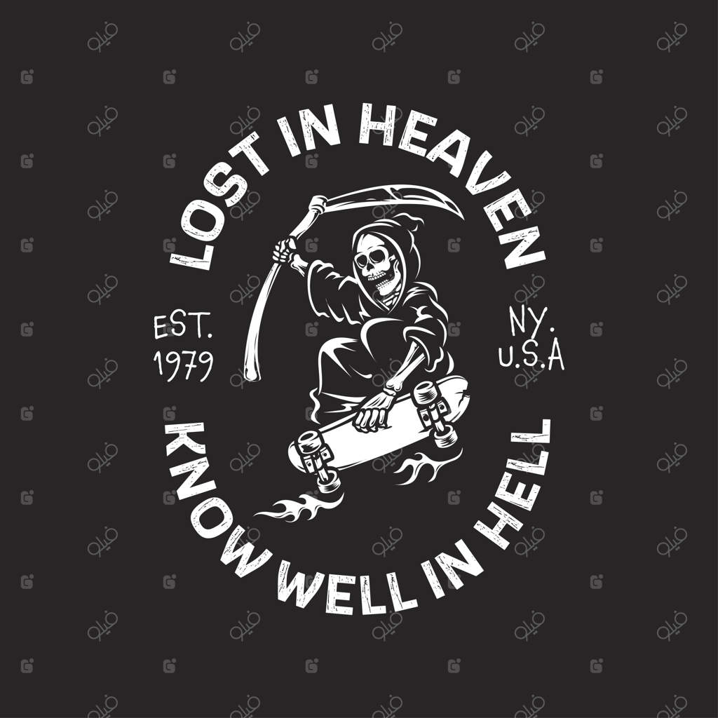 لوگوی کلاسیک با تصویر عزرائیل روی اسکیت‌برد