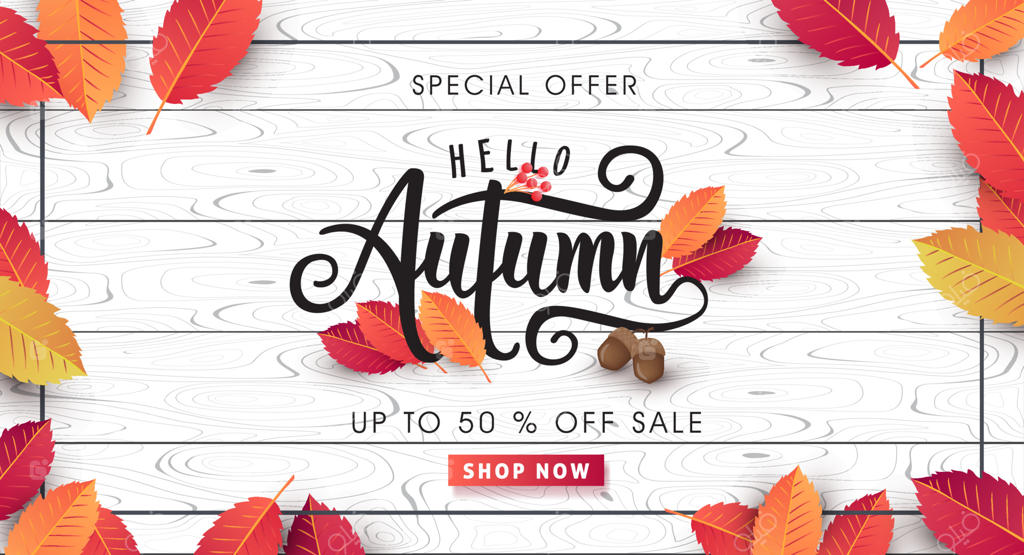 طرح پس‌زمینه فروش پاییزی با برگ‌ها برای پوستر یا بنر تبلیغاتی و قاب بروشور یا وب‌بنر