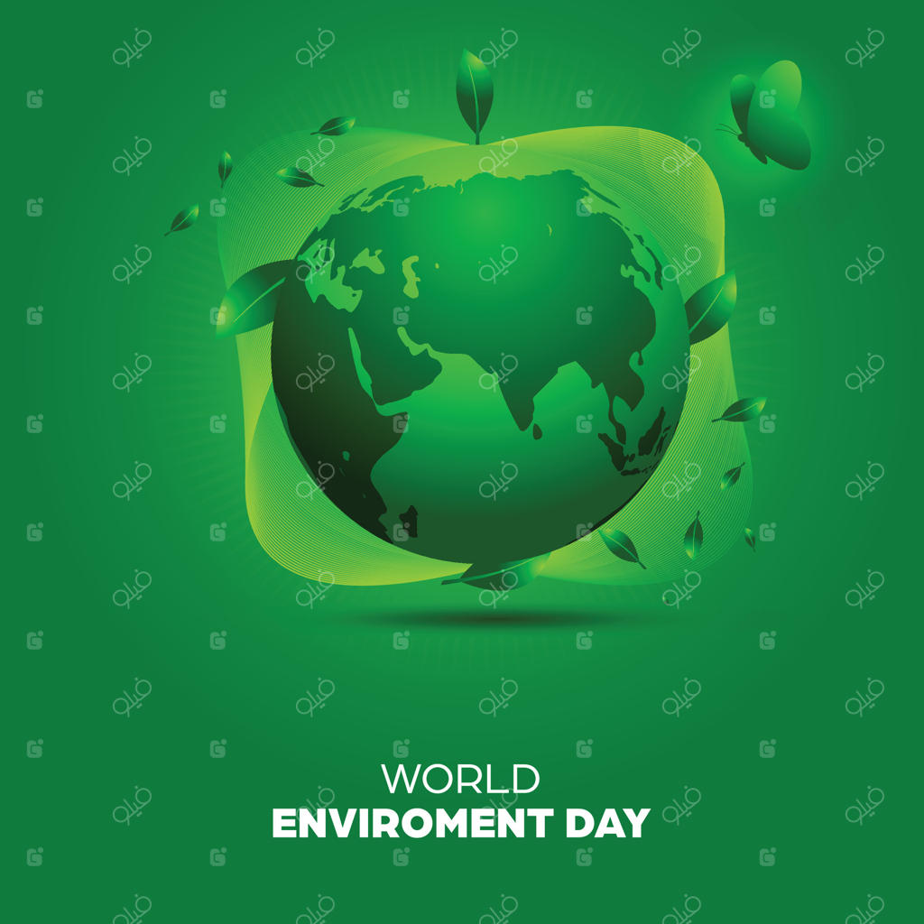 پوستر مربع روز جهانی محیط زیست - تصویر کره‌ی زمین سبز برای آگاهی‌بخشی زیست‌محیطی. مناسب برای تبلیغ کمپین‌های زیست‌محیطی، رویدادهای آگاهی‌بخشی محیط زیست، محتوای روز زمین و پست‌های شبکه‌های اجتماعی.